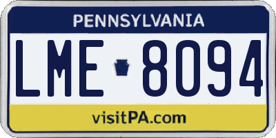 PA license plate LME8094