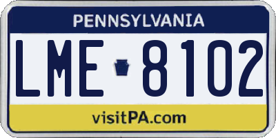 PA license plate LME8102