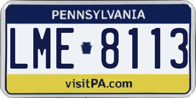 PA license plate LME8113