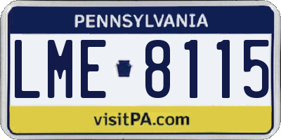 PA license plate LME8115