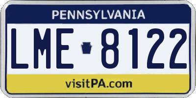 PA license plate LME8122