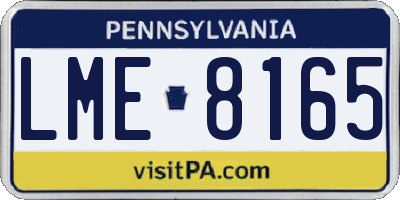 PA license plate LME8165