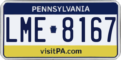 PA license plate LME8167