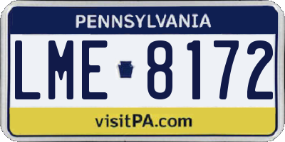 PA license plate LME8172