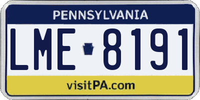 PA license plate LME8191