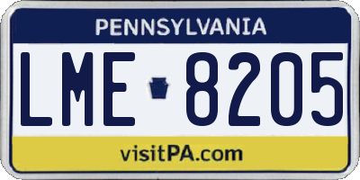 PA license plate LME8205