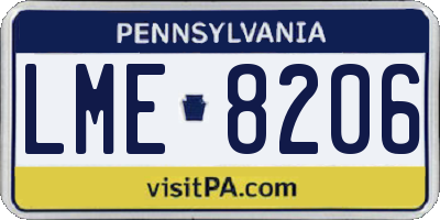 PA license plate LME8206