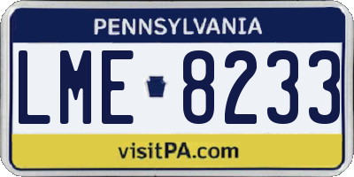 PA license plate LME8233