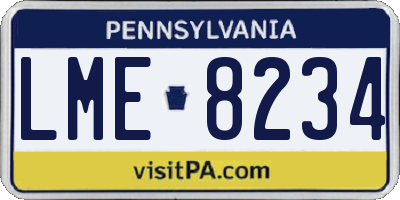 PA license plate LME8234