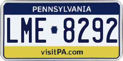 PA license plate LME8292