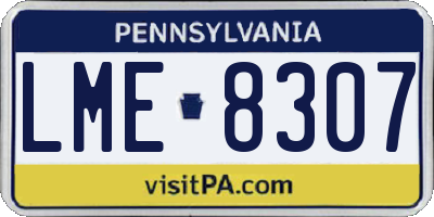 PA license plate LME8307