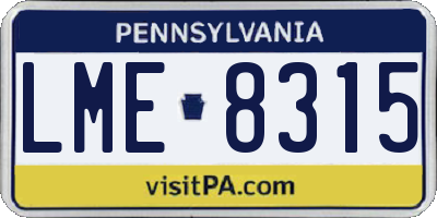 PA license plate LME8315