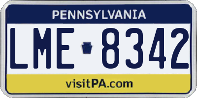 PA license plate LME8342
