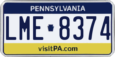 PA license plate LME8374