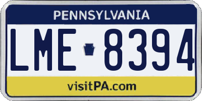 PA license plate LME8394