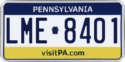PA license plate LME8401
