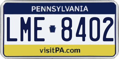 PA license plate LME8402