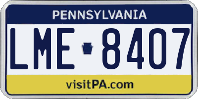 PA license plate LME8407