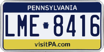 PA license plate LME8416