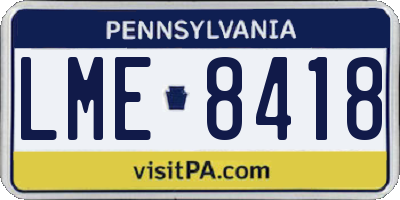 PA license plate LME8418