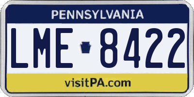 PA license plate LME8422