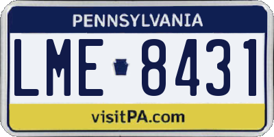 PA license plate LME8431