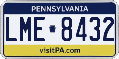 PA license plate LME8432