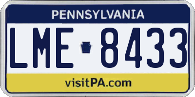 PA license plate LME8433