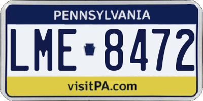 PA license plate LME8472