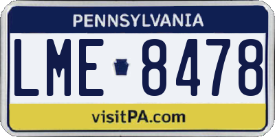 PA license plate LME8478