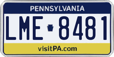 PA license plate LME8481