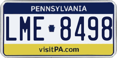 PA license plate LME8498