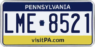 PA license plate LME8521