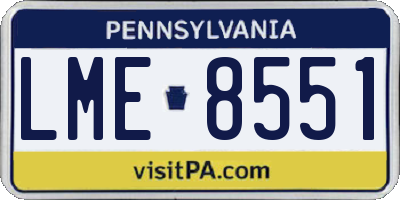 PA license plate LME8551
