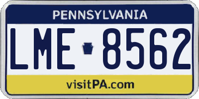 PA license plate LME8562