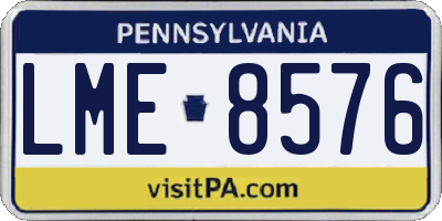 PA license plate LME8576