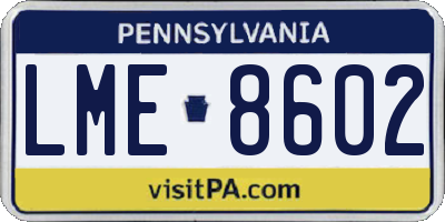 PA license plate LME8602