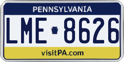 PA license plate LME8626