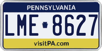 PA license plate LME8627