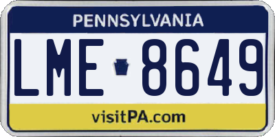 PA license plate LME8649
