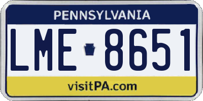 PA license plate LME8651