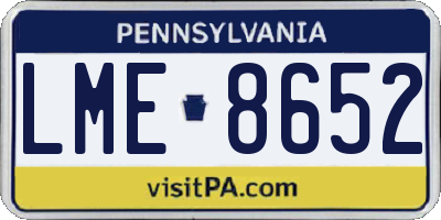 PA license plate LME8652
