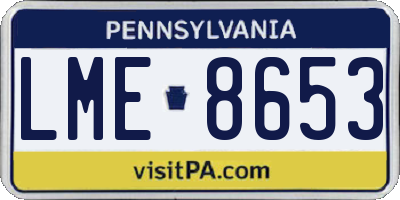 PA license plate LME8653