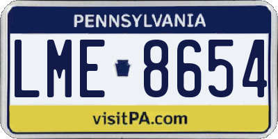 PA license plate LME8654