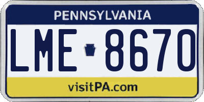 PA license plate LME8670