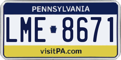PA license plate LME8671