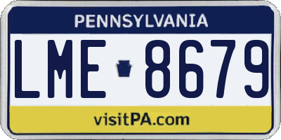 PA license plate LME8679