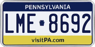 PA license plate LME8692