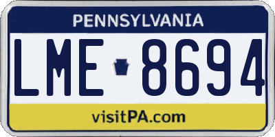 PA license plate LME8694
