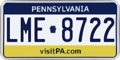 PA license plate LME8722